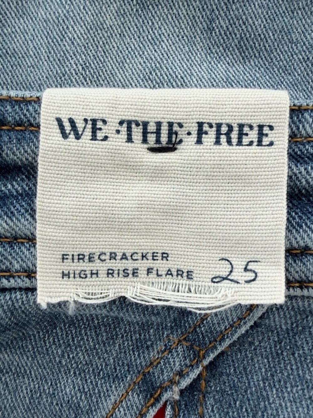 We The Free Firecracker High Rise Red Suede Star Flare Jean - Picture 10 of 13